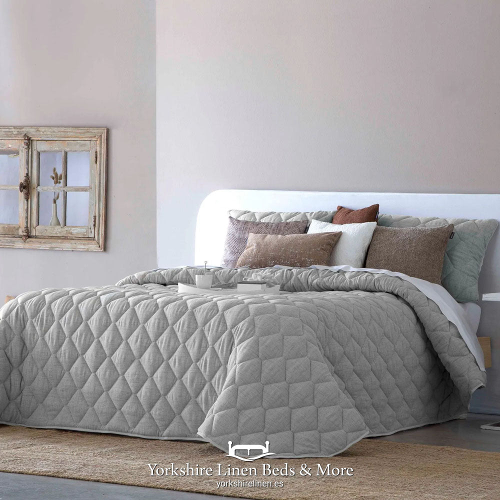 Rustica Linen Style Bedspread Range, Grey - Bedspreads & Throws - Yorkshire Linen Beds & More