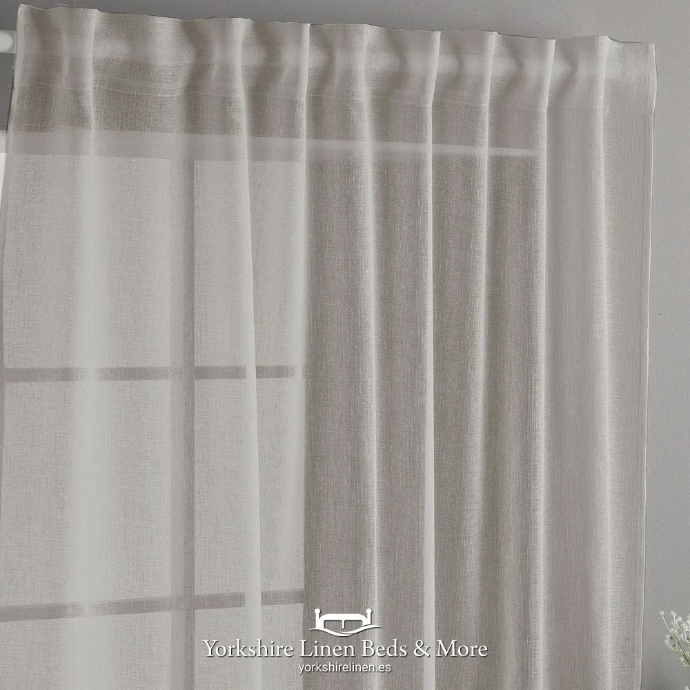 Sandra Voile Panel for Pole or Track, Beige - Curtains & Voiles - Yorkshire Linen Beds & More