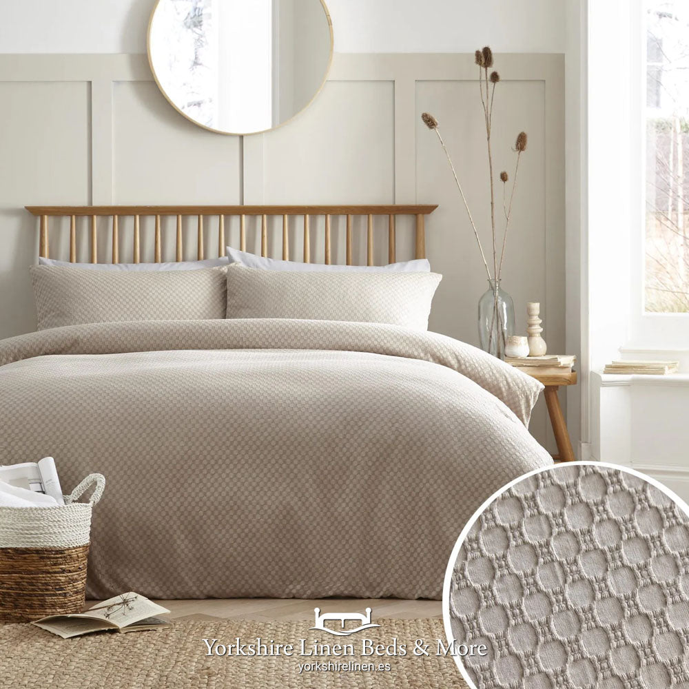 Santorini 100% Cotton Duvet Set, Stone - Duvet Covers & Sets - Yorkshire Linen Beds & More