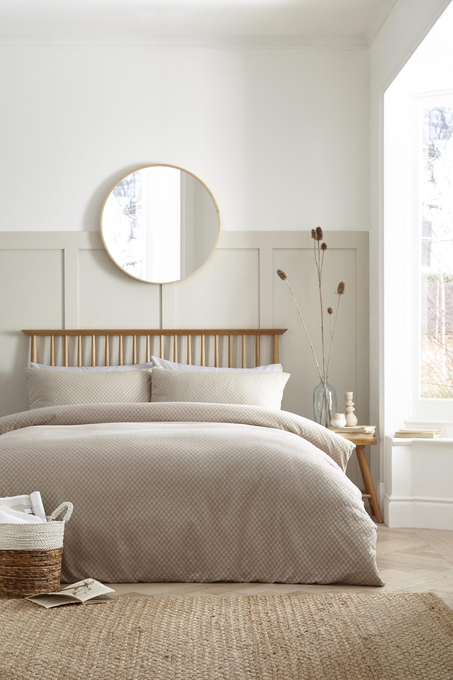 Santorini 100% Cotton Duvet Set, Stone- Reduced to Clear