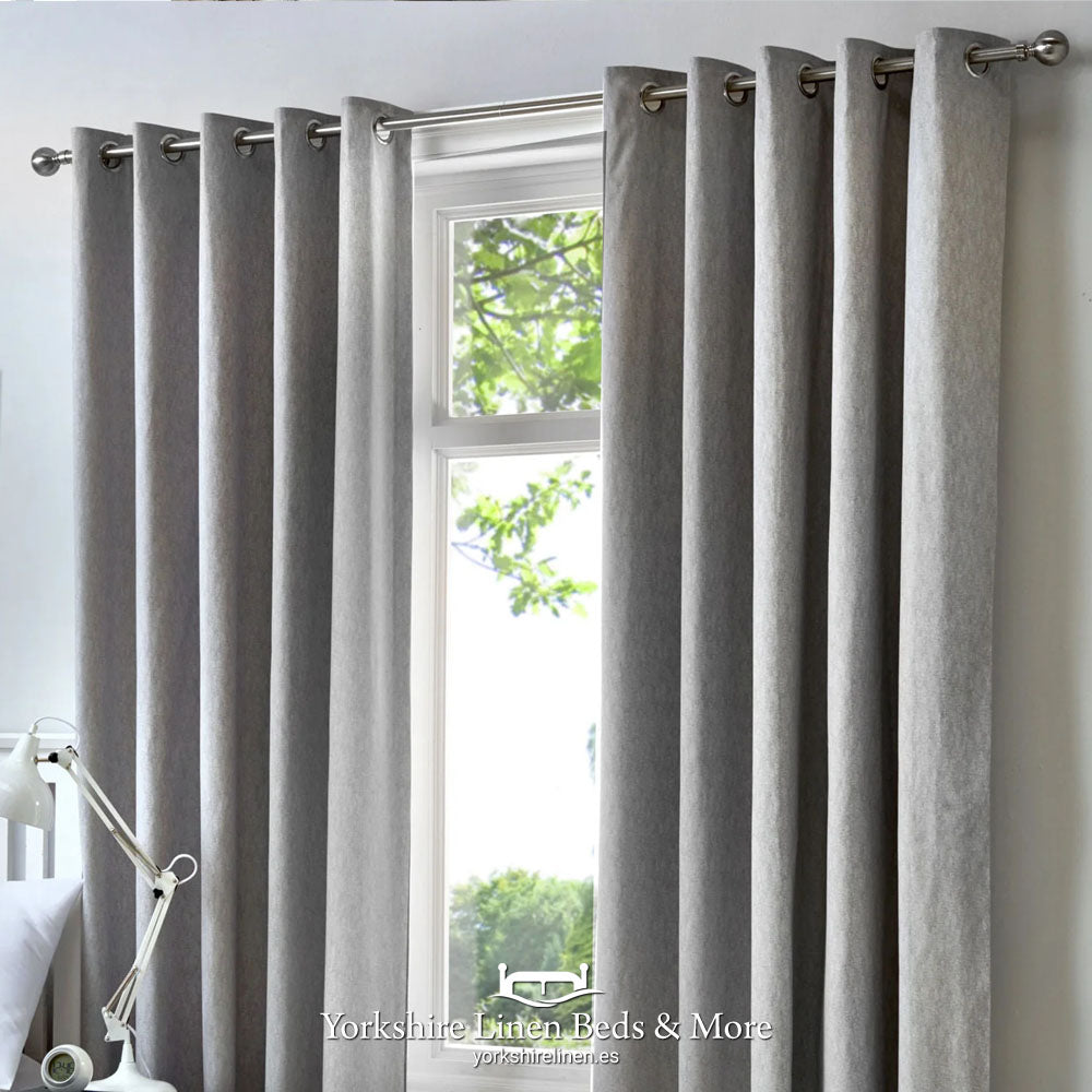 Sorbonne Linen Style Eyelet Curtains, Silver - Curtains & Voiles - Yorkshire Linen Beds & More