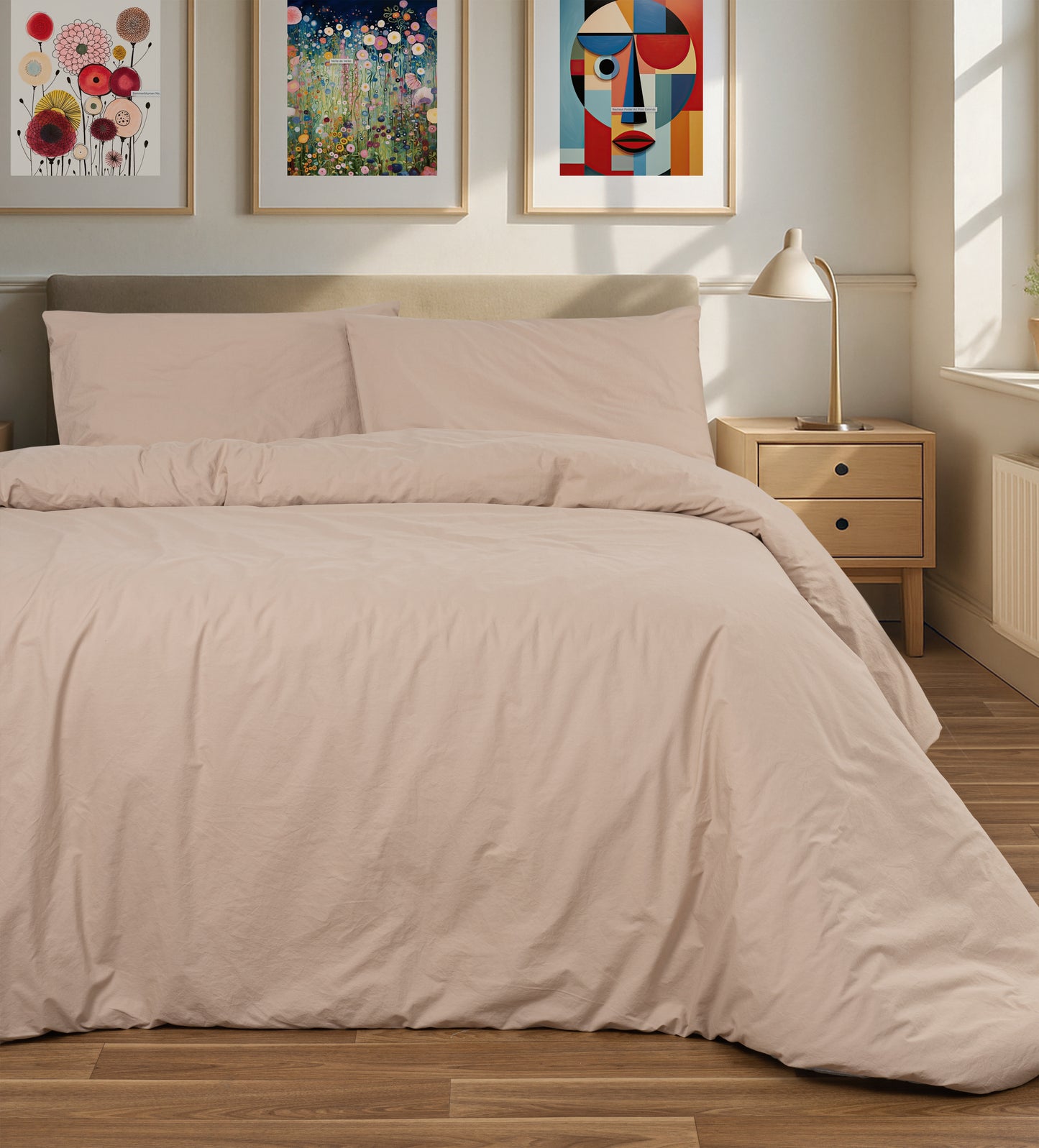 Stonewashed 200 TC Cotton Duvet Sets Taupe