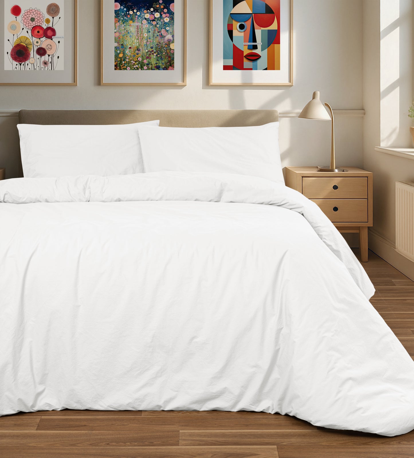 Stonewashed 200 TC Cotton Duvet Sets White