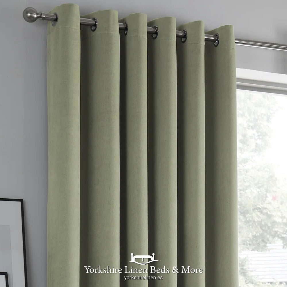 Stratus Ring Top Dim Out Curtains, Green - Curtains & Voiles - Yorkshire Linen Beds & More