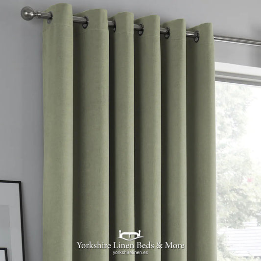 Stratus Ring Top Dim Out Curtains, Green - Curtains & Voiles - Yorkshire Linen Beds & More