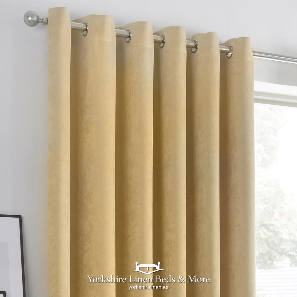 Stratus Ring Top Dim Out Curtains, Ochre - Curtains & Voiles - Yorkshire Linen Beds & More