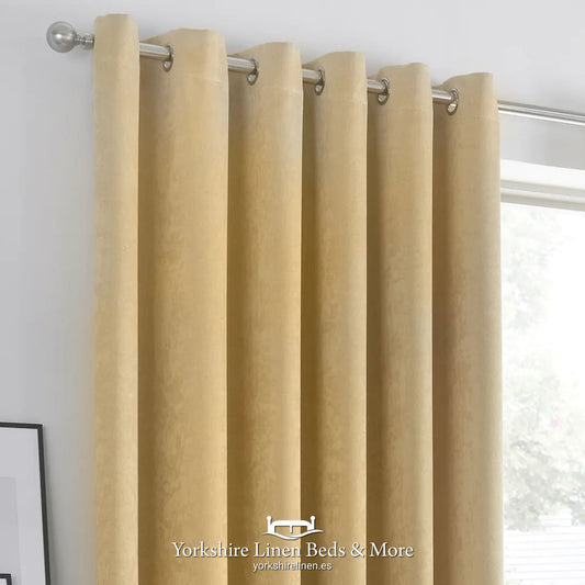 Stratus Ring Top Dim Out Curtains, Ochre - Curtains & Voiles - Yorkshire Linen Beds & More