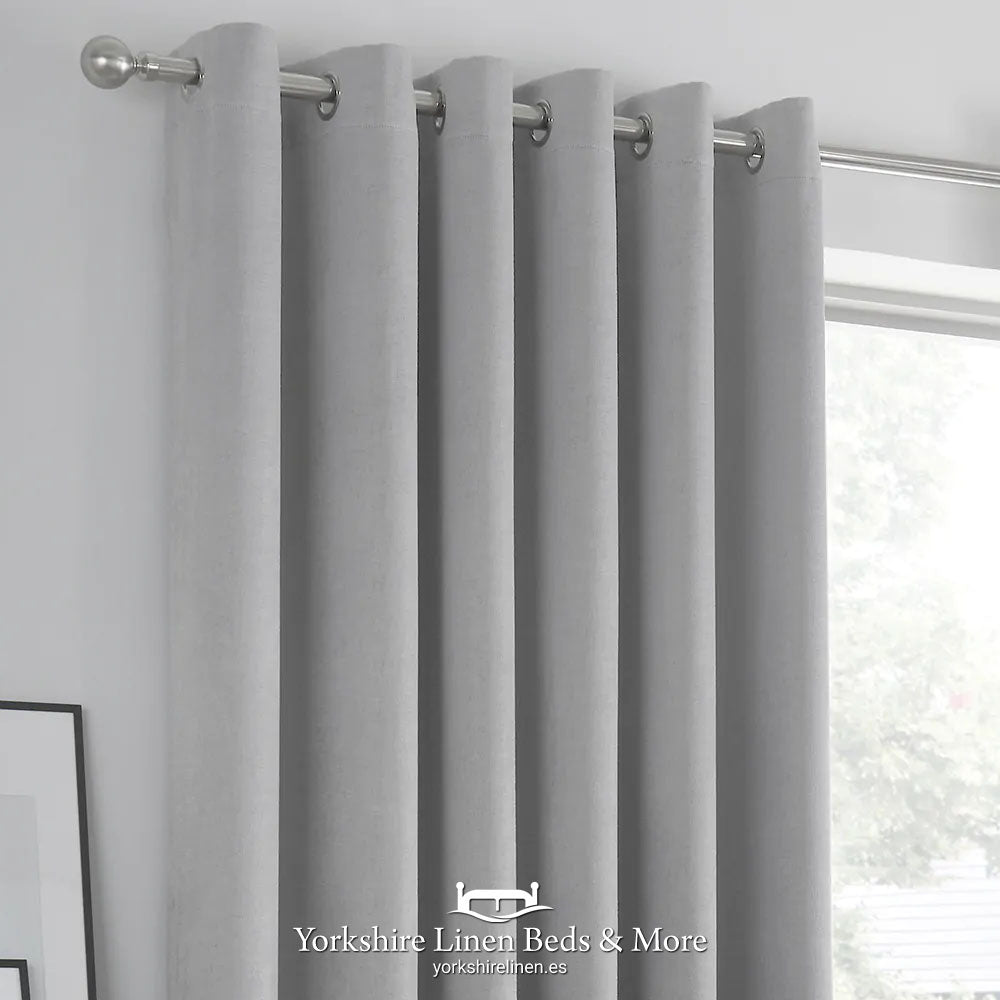 Stratus Ring Top Dim Out Curtains, Silver - Curtains & Voiles - Yorkshire Linen Beds & More