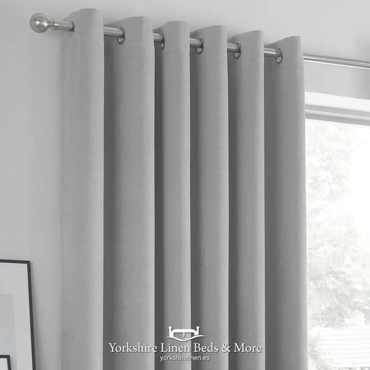 Stratus Ring Top Dim Out Curtains, Silver - Curtains & Voiles - Yorkshire Linen Beds & More