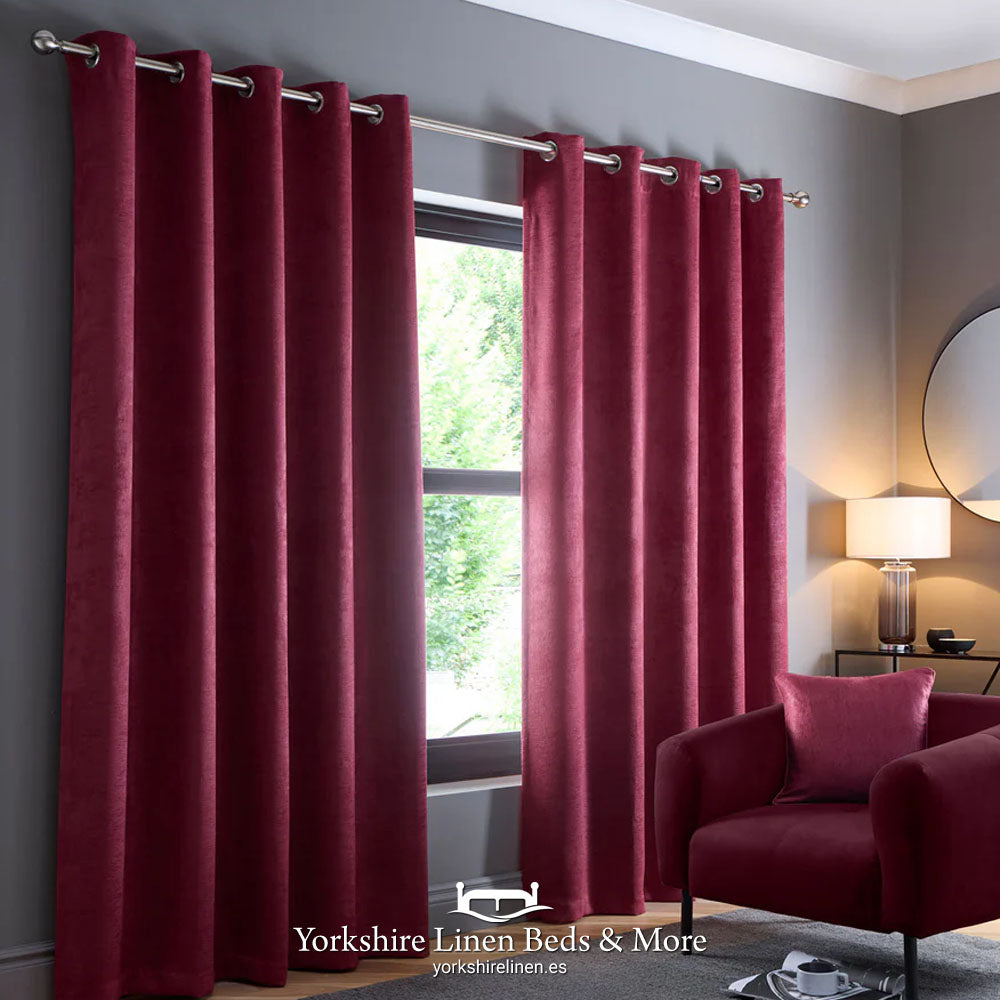 Stratus Ring Top Dim Out Curtains, Wine - Curtains & Voiles - Yorkshire Linen Beds & More