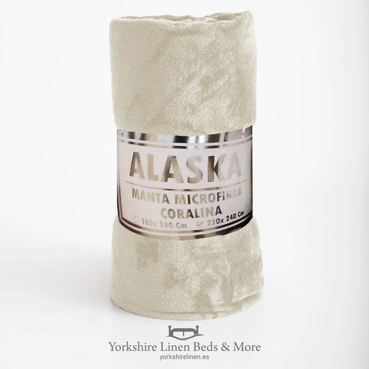 Super Value Velvet Touch Throws, Various Sizes, Natural - Throws & Bedspreads - Yorkshire Linen Beds & More