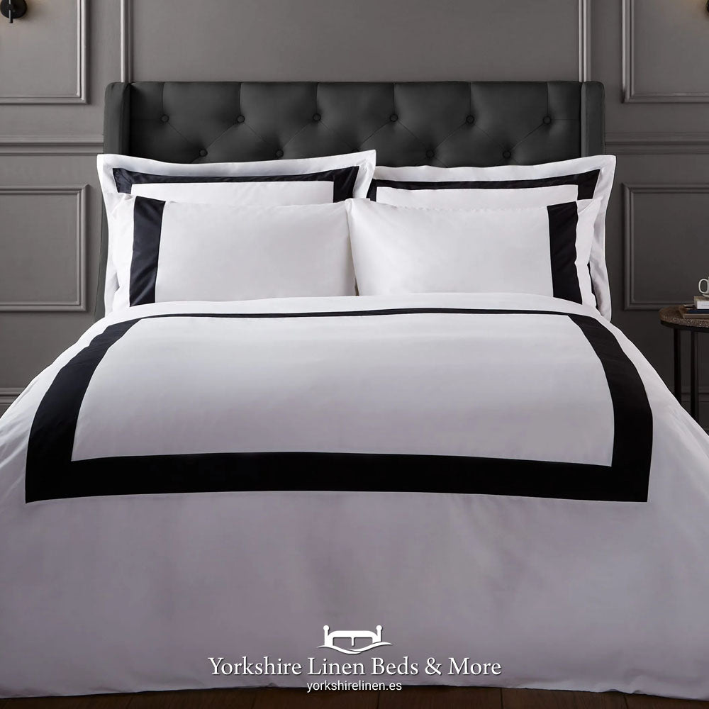 Tailored 100% Cotton Duvet Set in Black and White - Duvet Covers & Sets - Yorkshire Linen Beds & More