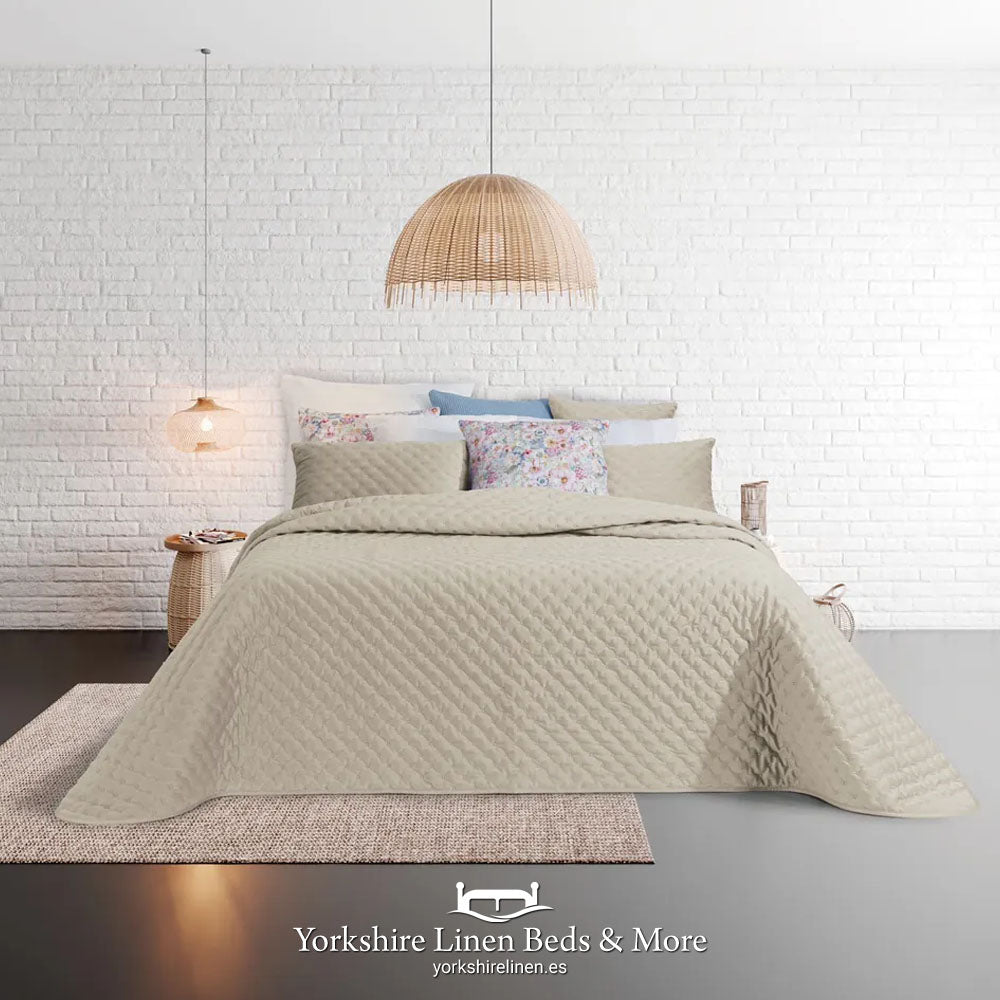 Thunder Luxury Velvet Bedspreads, Linen Colour - Bedspreads & Throws - Yorkshire Linen Beds & More