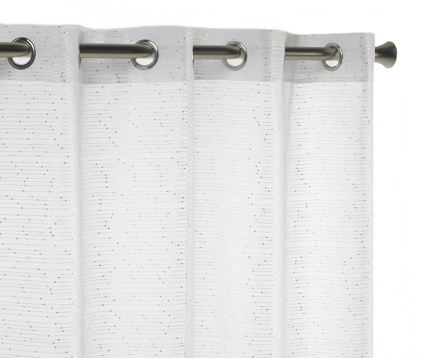 Elegant Sparkle White & Silver Voile Panel