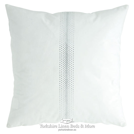 Velvet Diamante Cushion White - Yorkshire Linen Beds & More P01