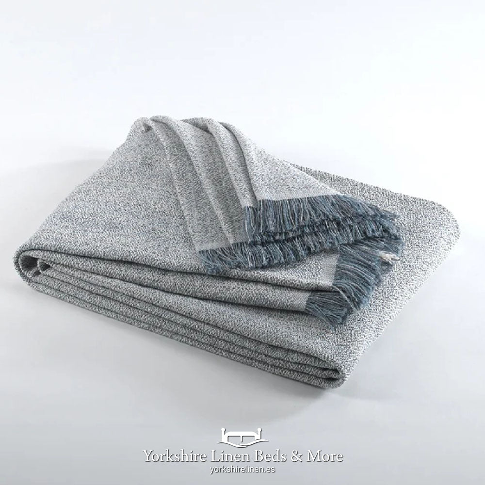 Verona Cotton Rich Multiuse Throw Duck Egg Blue & Beige