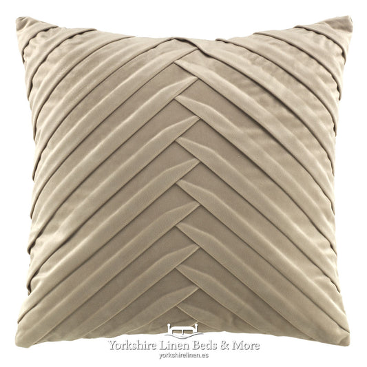 Vintage Pleats Square Cushion Natural Yorkshire Linen Beds & More P01