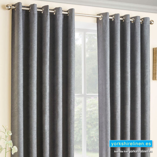 Vogue Grey Ring Top Blackout Curtains - Yorkshire Linen Warehouse