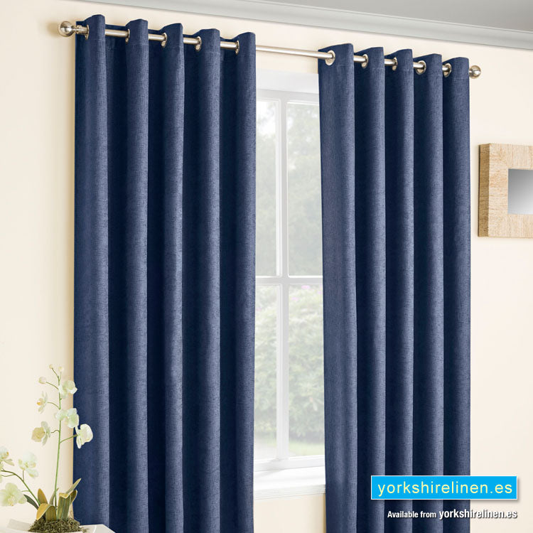 Vogue Navy Blackout Eyelet Curtains - Yorkshire Linen Warehouse Mijas Prestige Marbella