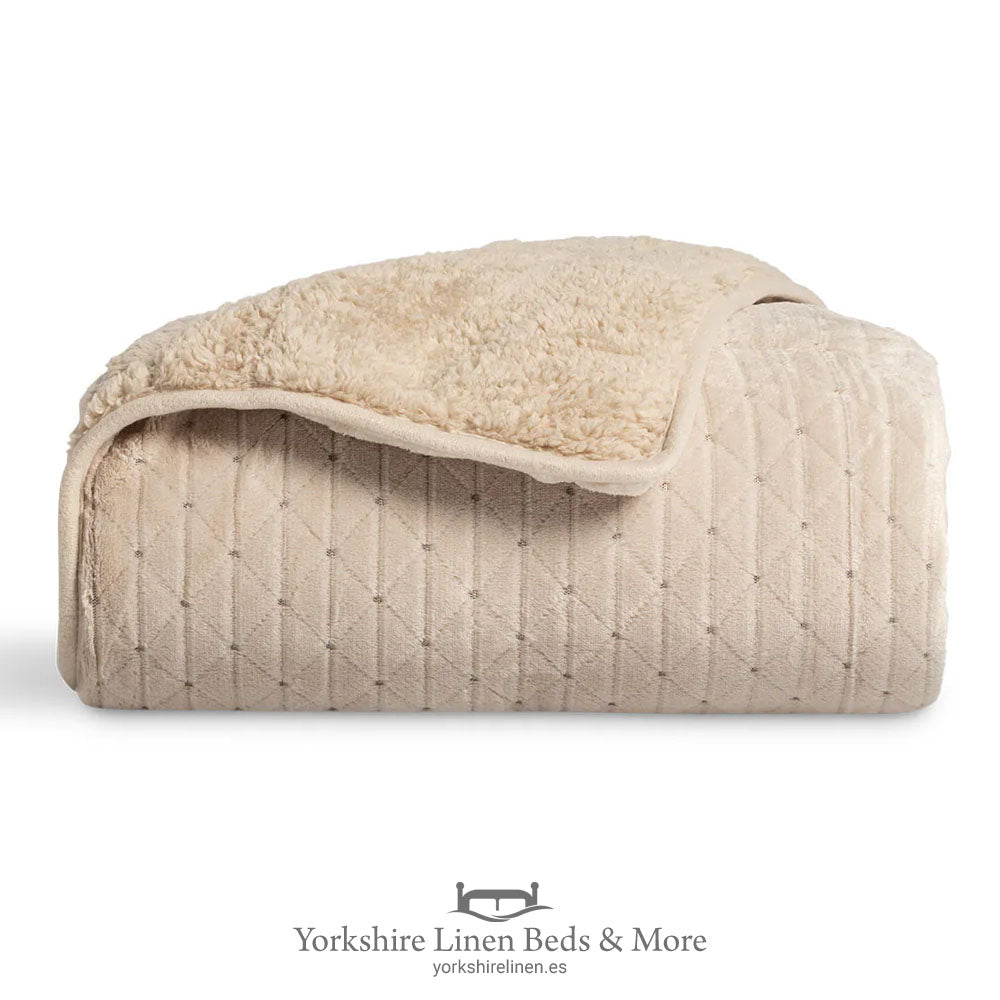 Warm & Cosy Stella Sherpa Fleece Throws, Ivory - Throws & Bedspreads - Yorkshire Linen Beds & More