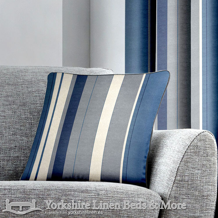 Whitworth Stripe Cushion Cover Blue Yorkshire Linen Warehouse Beds & More Mijas Marbella Spain P01