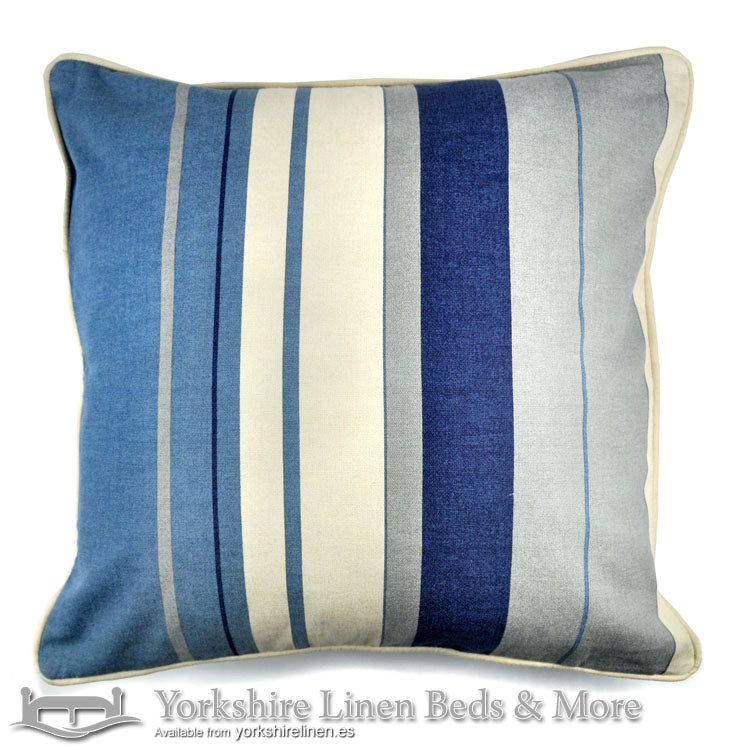 Whitworth Stripe Cushion Cover Blue Yorkshire Linen Warehouse Beds & More Mijas Marbella Spain P01
