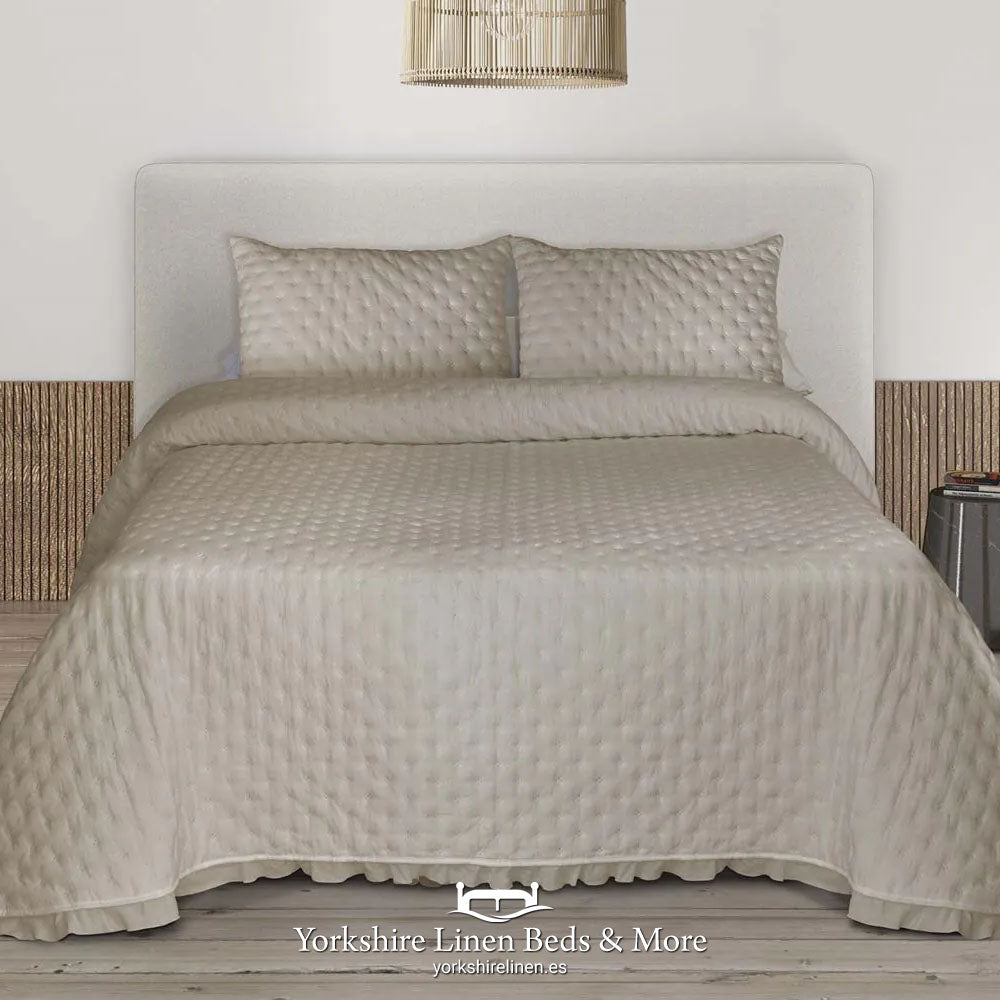 Zafir Stone Washed Bedspread, Beige - Bedspreads & Runners - Yorkshire Linen Beds & More
