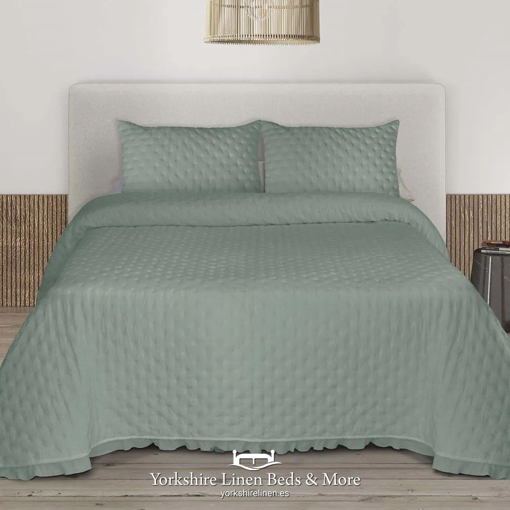 Zafir Stone Washed Bedspread, Duck Egg - Bedspreads & Runners - Yorkshire Linen Beds & More