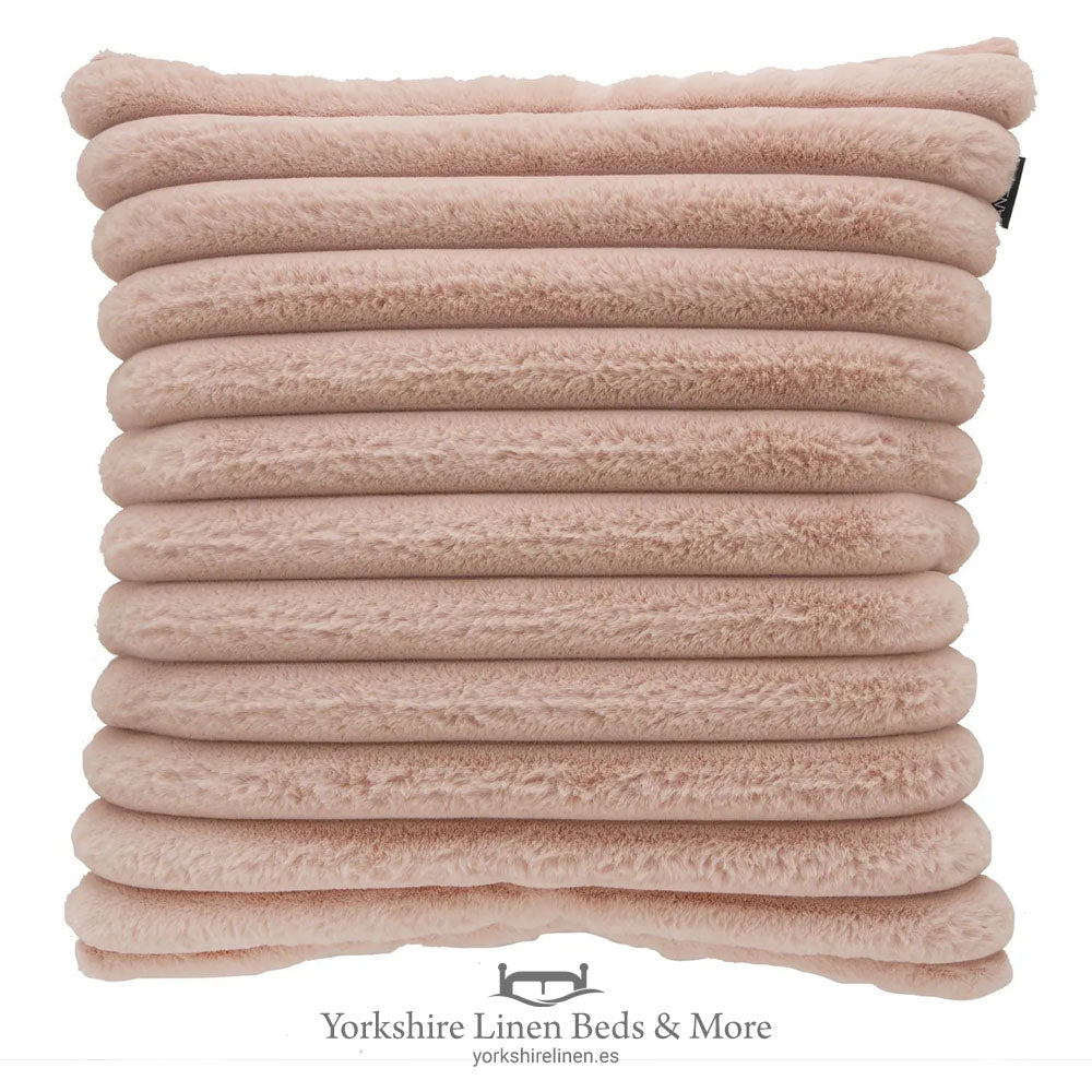Zander Jumbo Ribbed Faux Fur Cushions, Soft Pink - Cushions & Cushion Covers - Yorkshire Linen Beds & More