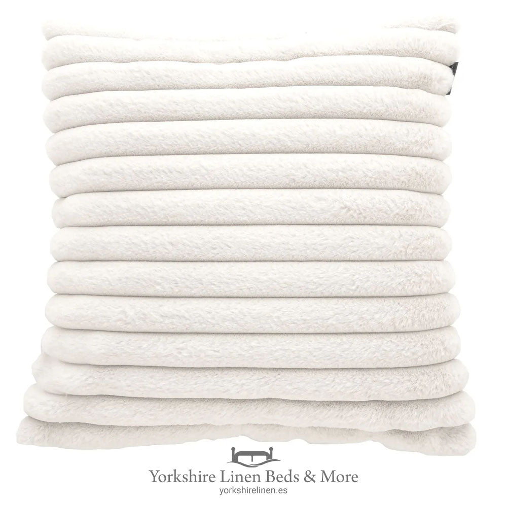Zander Jumbo Ribbed Faux Fur Cushions, White - Cushions & Cushion Covers - Yorkshire Linen Beds & More