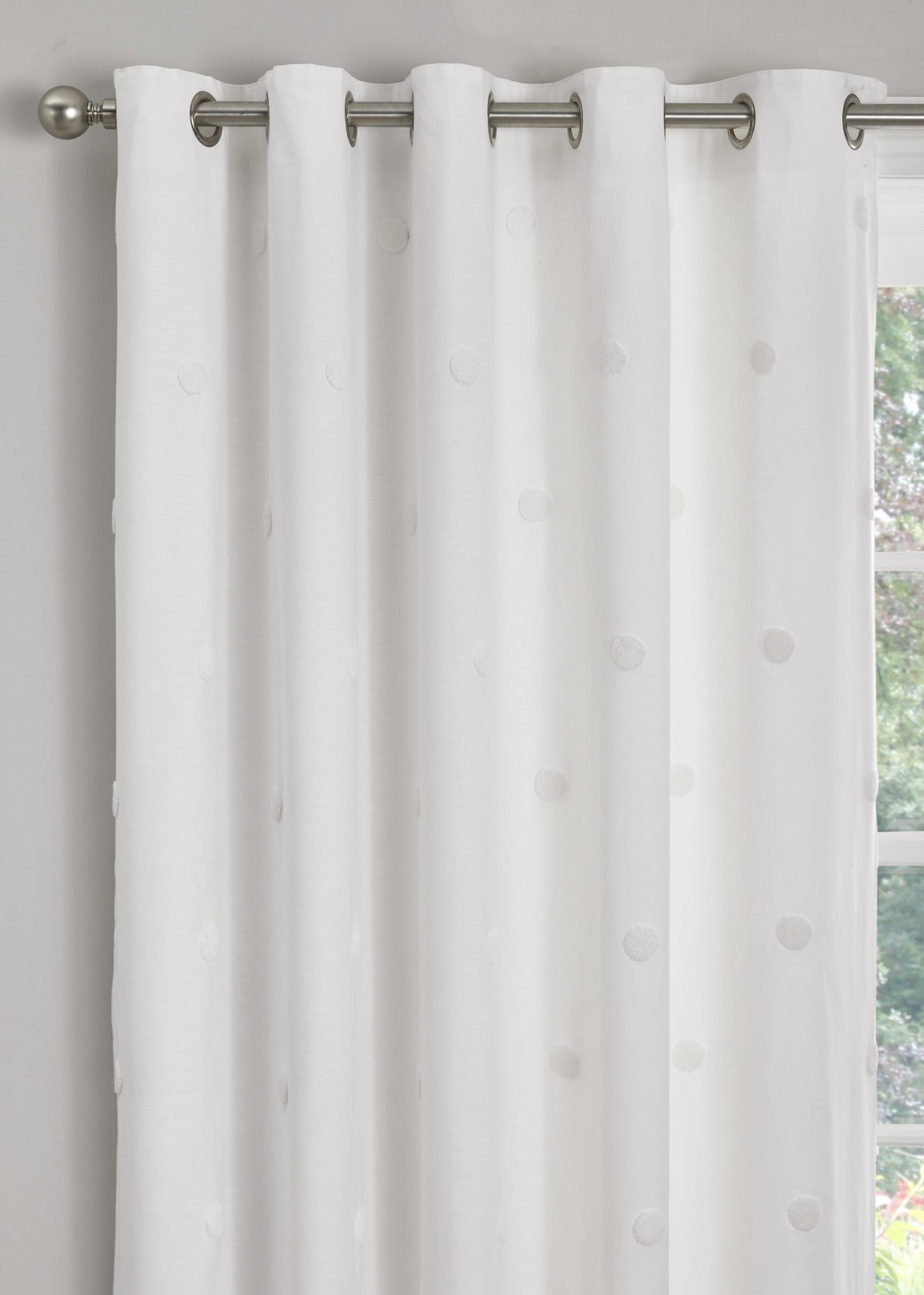 Sara Tufted Eyelet Curtains, White REDUCED TO CLEAR