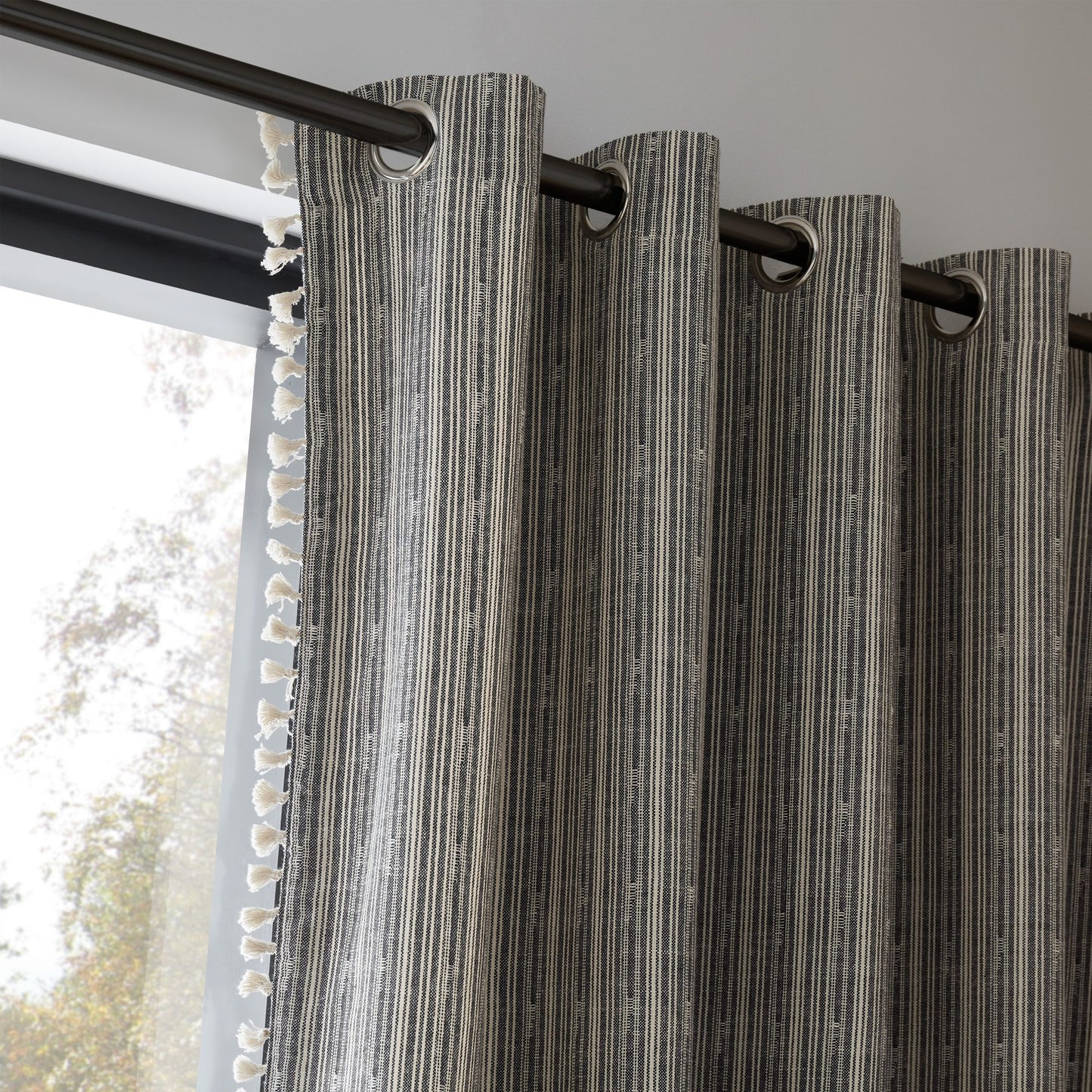 Adana Ringtop Woven Curtains, Black SALE