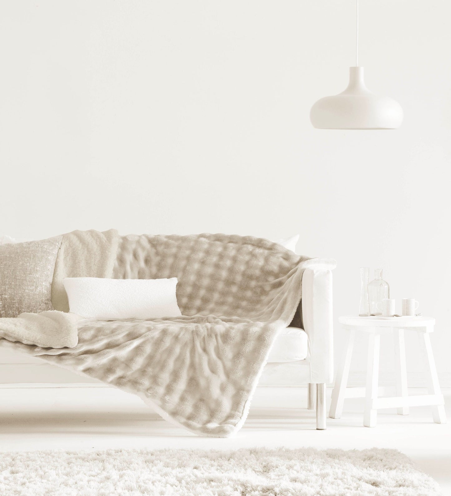 Bosco Ultra Soft Sherpa Faux Fur Throw, Beige