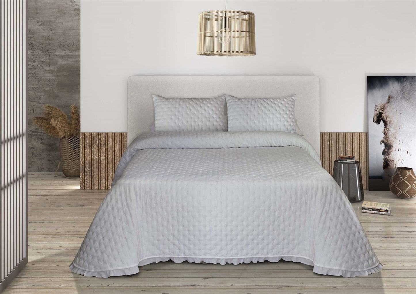 Zafir Stone Washed Bedspread, White