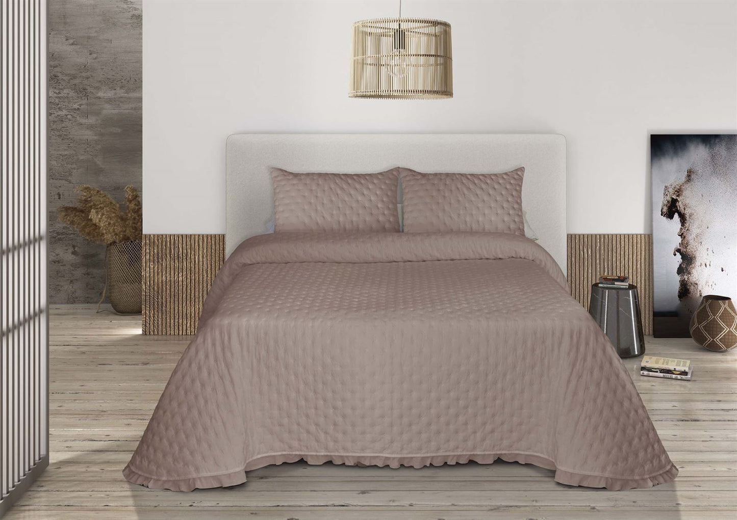 Zafir Stone Washed Bedspread, Dark Pink