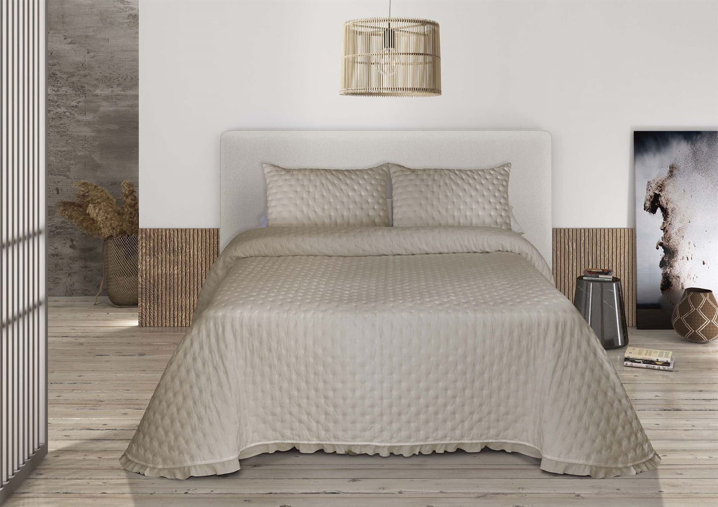 Zafir Stone Washed Bedspread, Beige