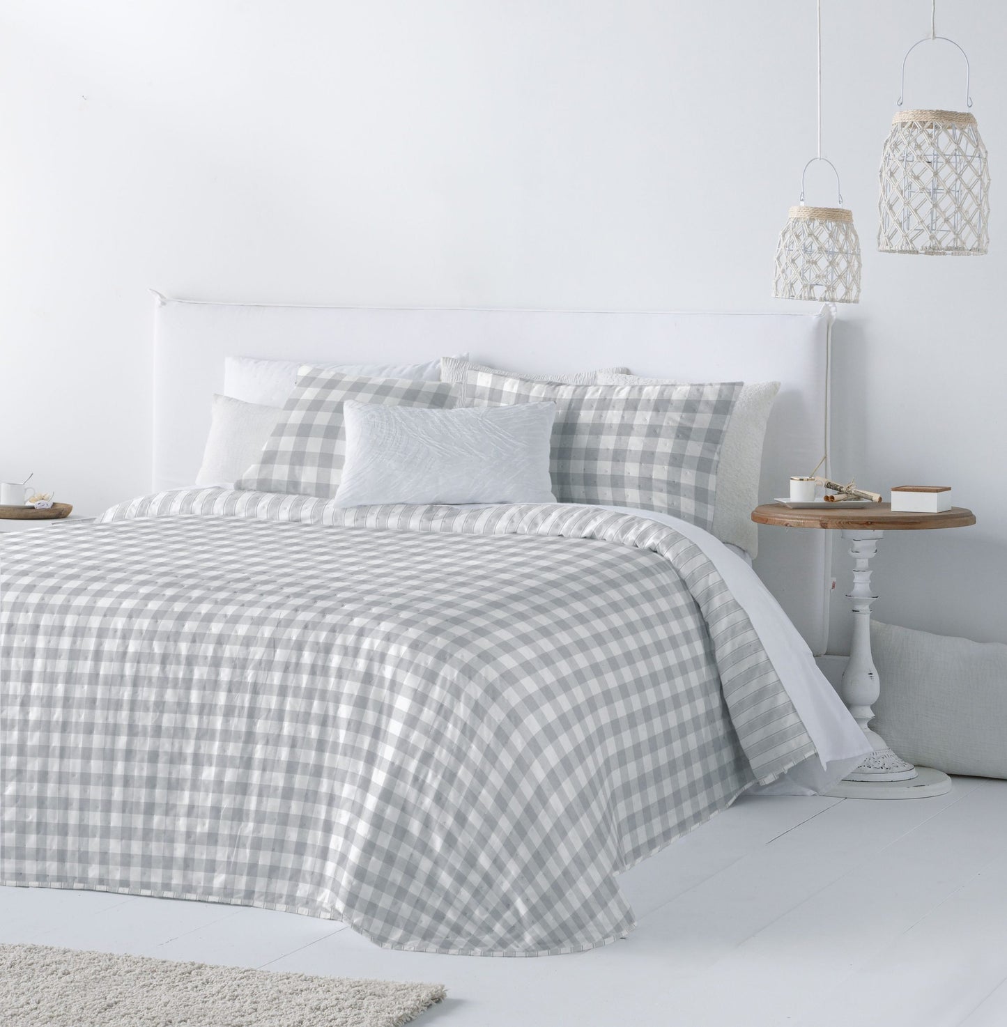 Checkers Reversible Bedspreads, Grey FLASH SALE