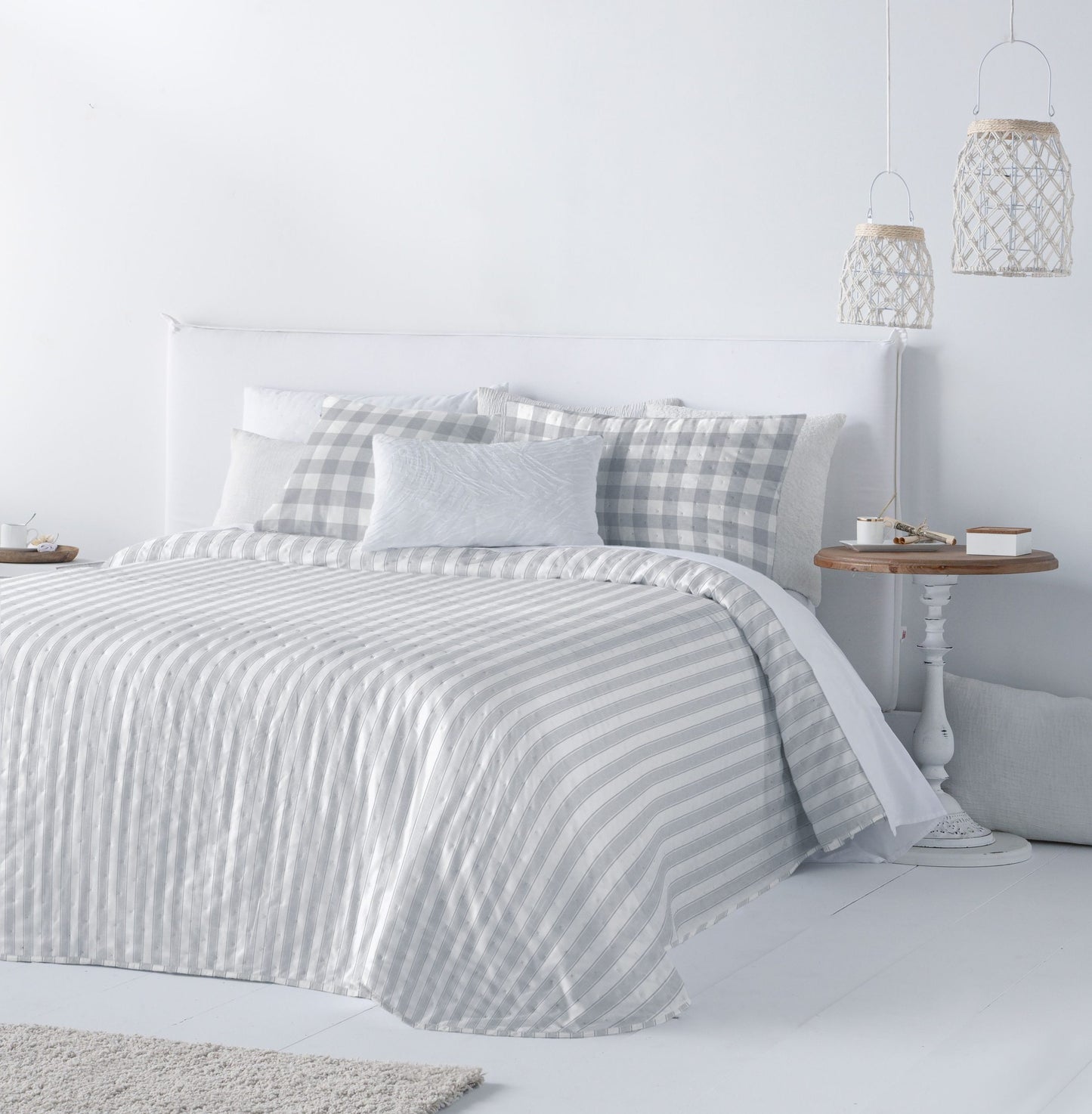 Checkers Reversible Bedspreads, Grey FLASH SALE
