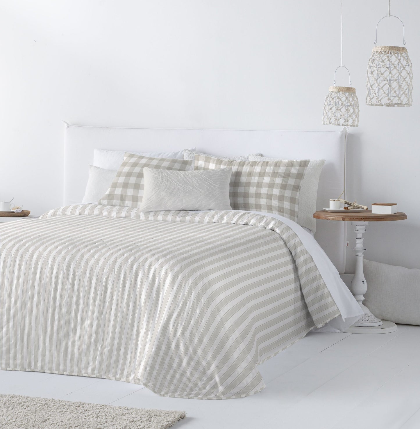 Checkers Reversible Bedspreads, Beige FLASH SALE