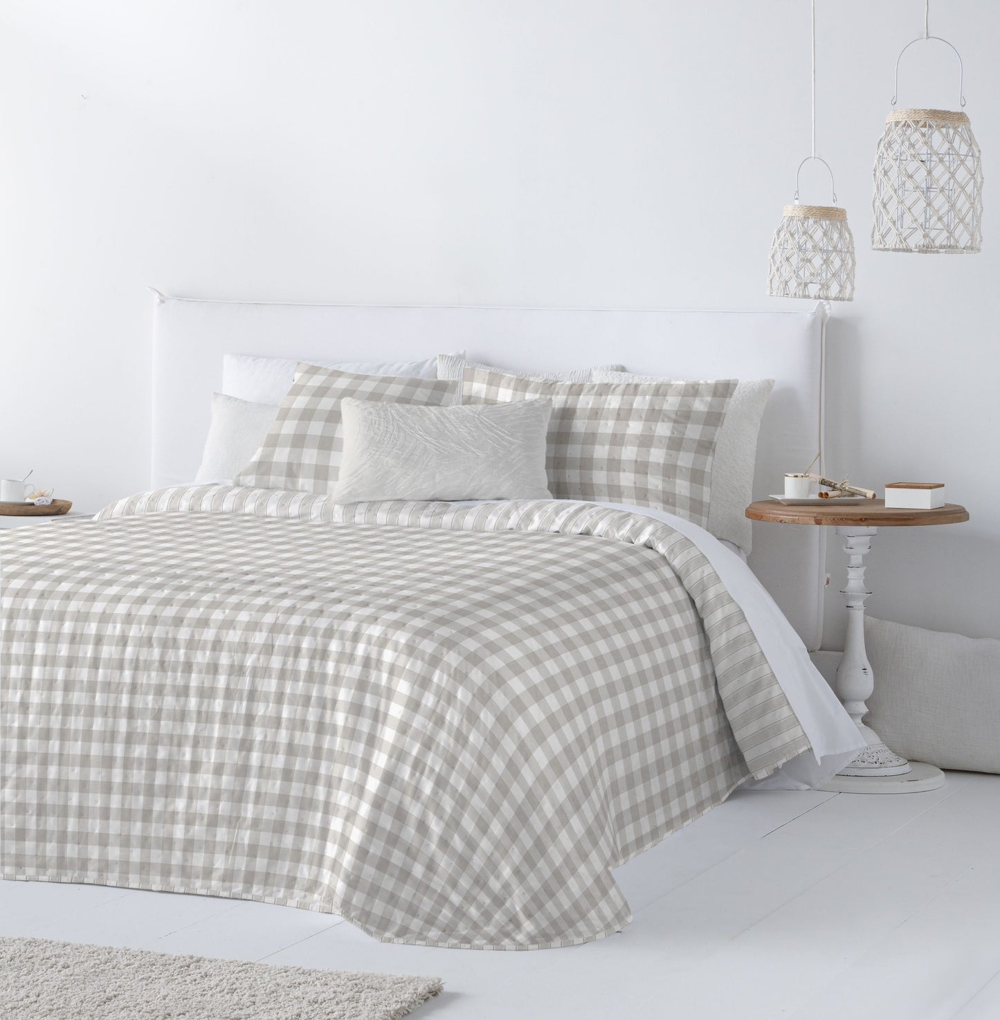 Checkers Reversible Bedspreads, Beige FLASH SALE
