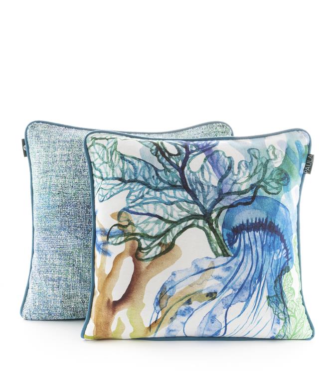Linen Look Cushions, 50x50cm, Jellyfish REDUCED TO CLEAR
