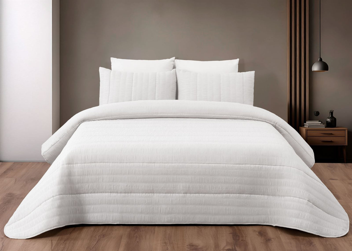 Paloma Seersucker Style Bedspreads - White