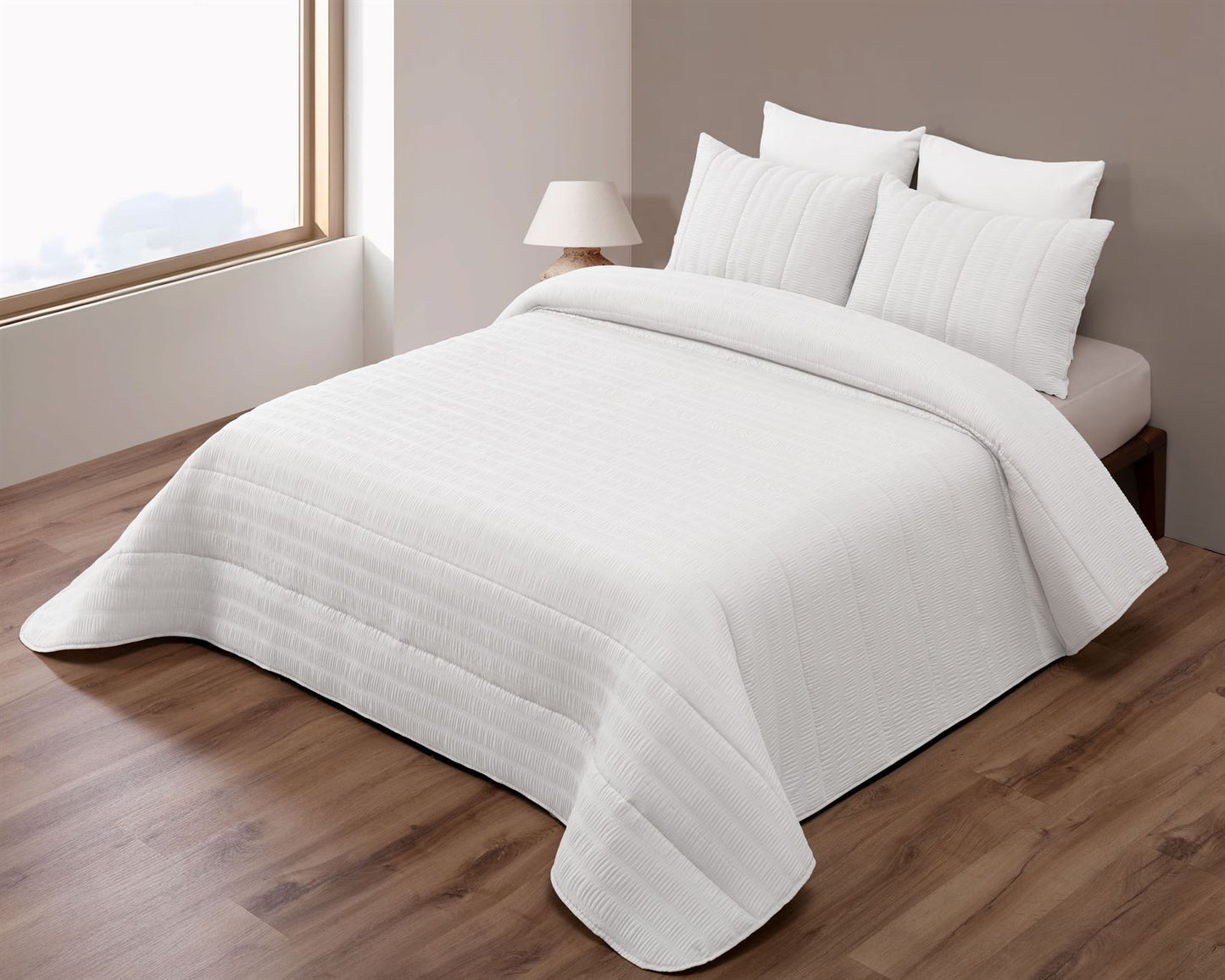 Paloma Seersucker Style Bedspreads - White