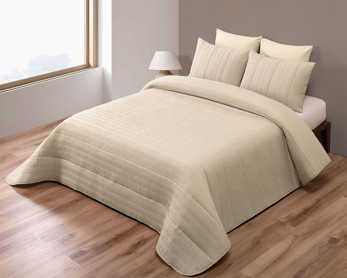 Paloma Seersucker Style Bedspreads Beige
