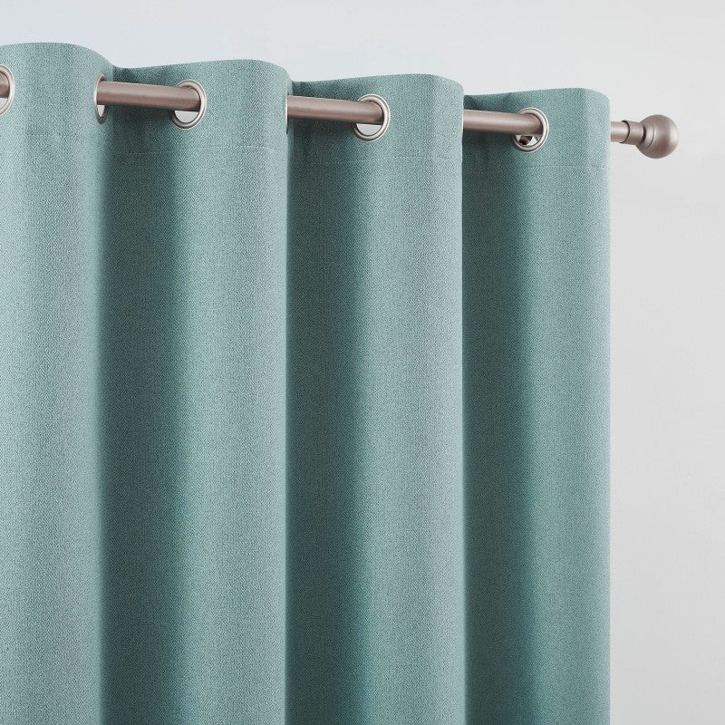 Linen Style 100 % Blackout Eyelet Curtain 5380 - Aqua