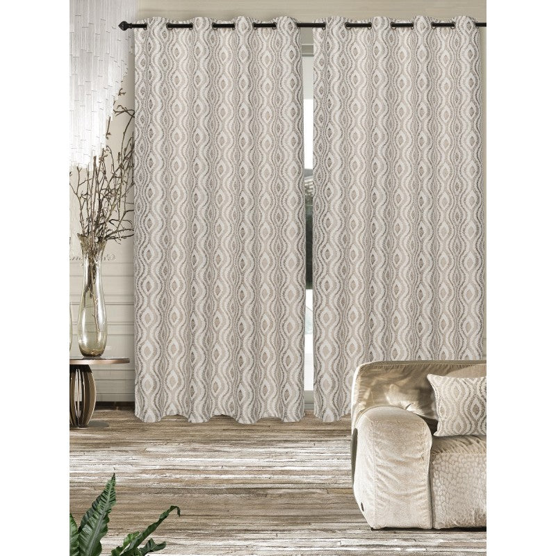 Curves Jacquard Ring Top Curtain Panel, Taupe FINAL REDUCTION
