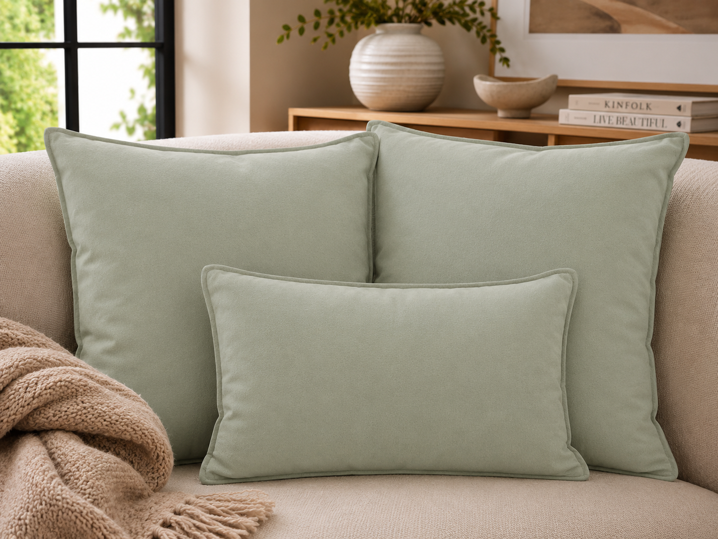 Dalia Linen Blend Filled Cushions, Mint 36