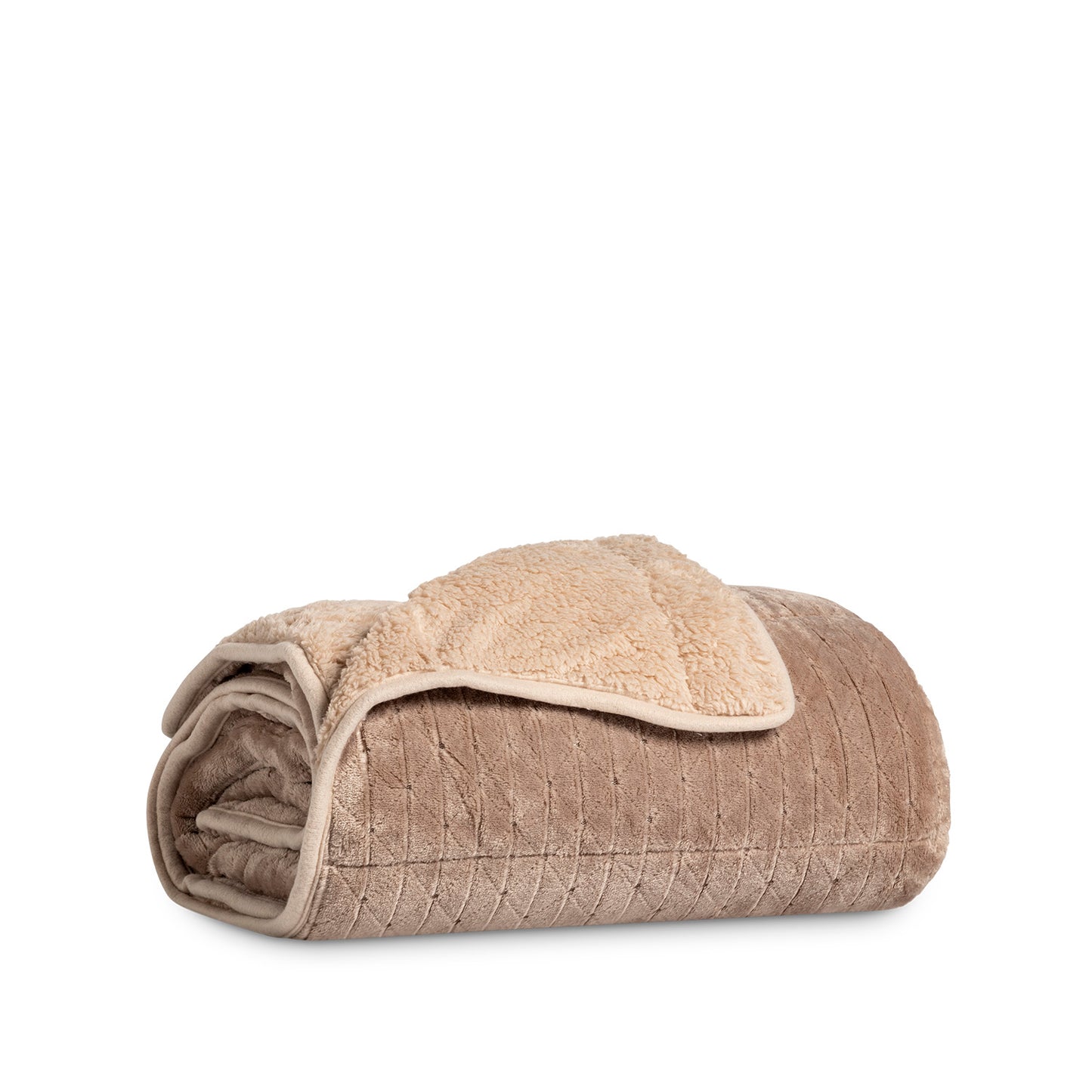 Warm & Cosy Stella Sherpa Fleece Throws, Hazelnut SALE