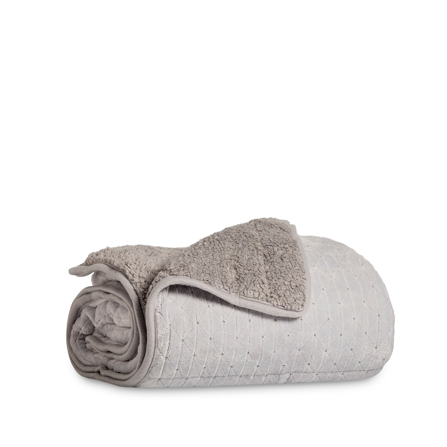 Warm & Cosy Stella Sherpa Fleece Throws, Grey SALE