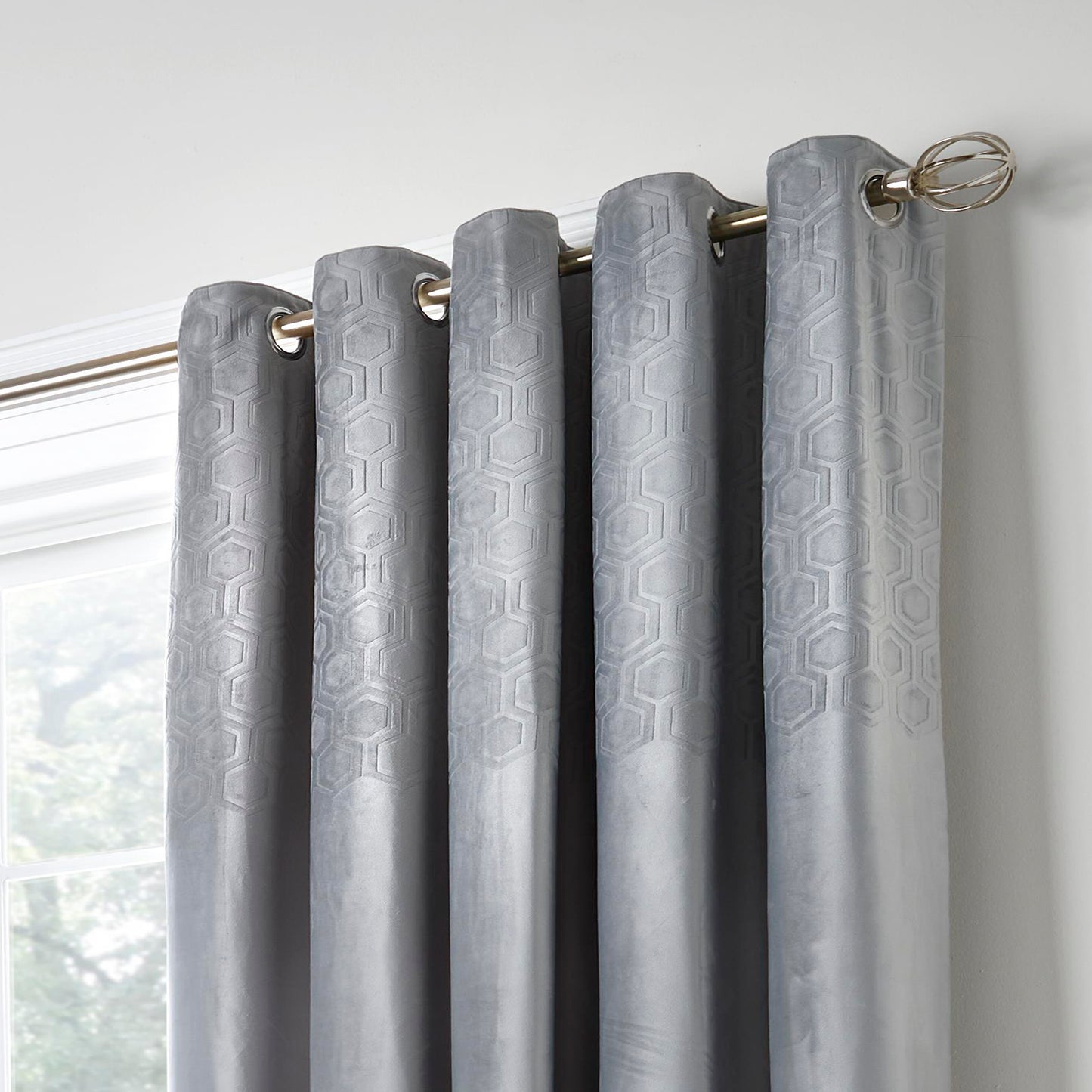 Jasper Eyelet Curtains, Silver LAST UNITS
